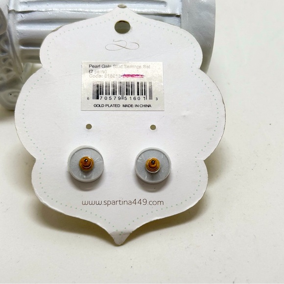 Spartina 449, Daufuskie Island, 18K Gold Plated, Pale Yellow Stud Earrings, NOC - Picture 2 of 4